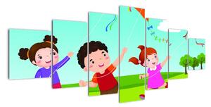 Děti na louce - obraz na stěnu (210x100cm)