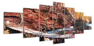 Obraz mostu - podzimní cesta lesem (210x100cm)