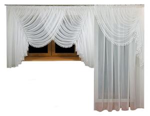 Balkónová voálová hotová záclona Sabina komplet 640x250cm bílá
