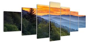 Obraz horské krajiny při západu slunce (210x100cm)