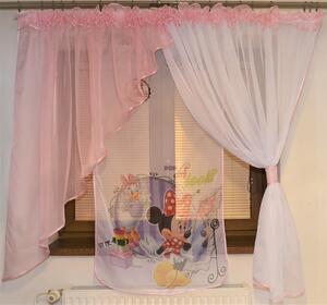 Dětská voálová hotová záclona Miranda 400x150cm Minnie Daisy světle růžová