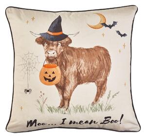 Dekorační polštář s haloweenským motivem 45x45 cm Halloween Highland Cow – Catherine Lansfield