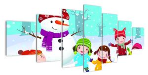 Obraz dětí na sněhu (210x100cm)