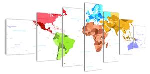 Obraz - barevná mapa světa (210x100cm)