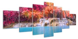 Obraz vodopádu a barevné přírody (210x100cm)