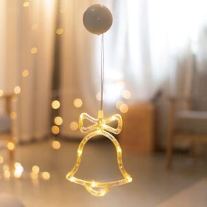 ACA Lighting LED vánoční zvoneček do okna, teplá bílá barva, IP20, 3xAAA, přísavka