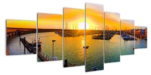 Obraz přístavu při zapadajícím slunci (210x100cm)
