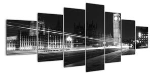 Černobílý obraz Londýna - Big ben (210x100cm)
