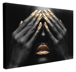 YESTU Obraz na plátně 120x80cm,3D efekt, ruce,černá,zlatá
