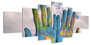 Obraz - mapa světa na dlani (210x100cm)