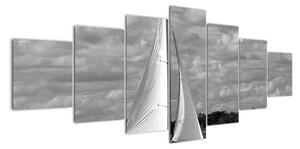 Obraz černobílé plachetnice (210x100cm)