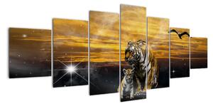 Lev a lvíče - obraz (210x100cm)