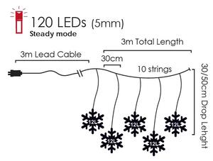ACA Lighting LED vánoční závěs Sněhové vločky, 3x3m, studená bílá, IP44, 120 LED