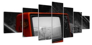 Obraz červené televize (210x100cm)