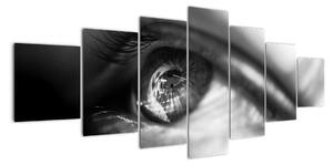 Černobílý obraz - detail oka (210x100cm)