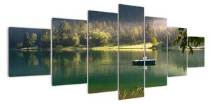 Obraz loďky na jezeře (210x100cm)