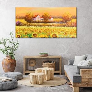 Obraz na plátně Obraz na plátně Louka slunečnic stromů