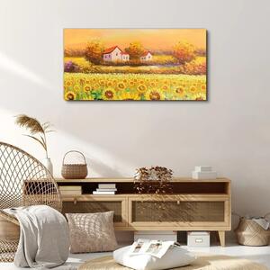 Obraz na plátně Obraz na plátně Louka slunečnic stromů