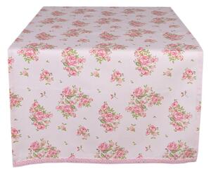 Růžový bavlněný běhoun se vzorem růžiček Sweet Roses – 50x140 cm