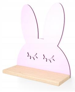 Like IT Nástěnná dřevěná polička králíček 35x31,5x11,5cm růžová