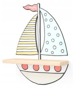 Like IT Nástěnná dřevěná polička loďka 44,5cmx31,5cmx11,5cm barevná