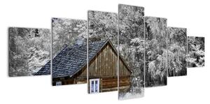 Chaloupka v zimě, obrazy (210x100cm)
