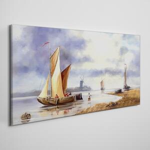 Obraz na plátně Obraz na plátně Malování lodi rybář