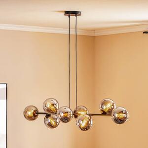 EMIBIG LIGHTING Závěsné svítidlo Glassy, 8 světel, černá, grafit, sklo, E14, stmívatelný, Černá, Obývací pokoj / jídelna, Sklo, Moderní, Koule