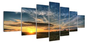 Západ slunce na poli - moderní obraz (210x100cm)