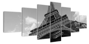Černobílý obraz Eiffelovy věže (210x100cm)