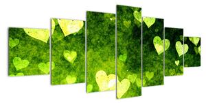 Zelená srdíčka - obraz do bytu (210x100cm)