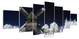 Větrný mlýn v zimní krajině - obraz (210x100cm)