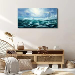 Obraz na plátně Obraz na plátně Storm vlny Lighthouse