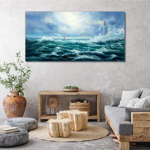 Obraz na plátně Obraz na plátně Storm vlny Lighthouse