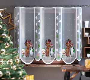 Hotová žakárová vánoční záclona sobík 300x150cm bílá