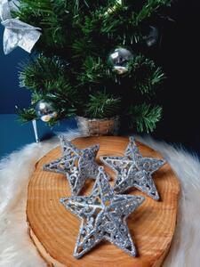 Bestent Ozdoby na vánoční stromek - hvězda 3ks 10,5cm SILVER