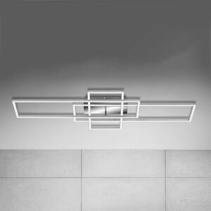 Briloner Stropní světlo Frame obdélník 3 zdroje hliník, stmívatelný, Hliník / šedá / zinek, Obývací pokoj / jídelna, kov, Moderní, Stropní svítidlo