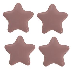 Sada 4 ks růžová keramická úchytka ve tvaru hvězdy – 4 cm