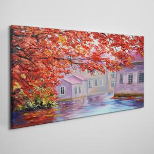 Obraz na plátně Obraz na plátně Malování stromů domů