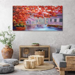 Obraz na plátně Obraz na plátně Malování stromů domů
