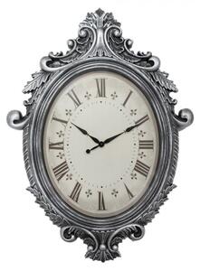 Béžové nástěnné hodiny se stříbrným vintage rámem – 56x6x76 cm