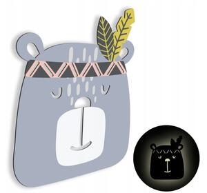 Noční lampička LED méďa indián šedá