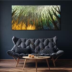 Obraz na plátně Obraz na plátně Malování lesní strom oheň