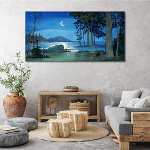 Obraz na plátně Obraz na plátně Malování lesní mořská noc