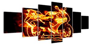 Hořící motorka - obraz (210x100cm)