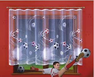Žakárová dětská záclona Fotbal, bílá, výška 170cm/150cm metráž výška: 150cm
