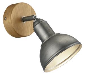 Trio Leuchten 803400167 DELHI - Nástěnné svítidlo se dřevěnou monturou 1 x E14 (Nástěnná lampička v antickém niklu, bez vypínače)