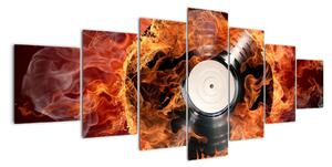 Obraz hořící gramofonové desky (210x100cm)
