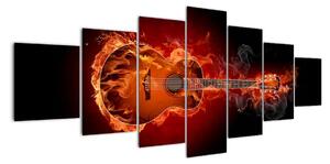 Obraz hořící kytara (210x100cm)