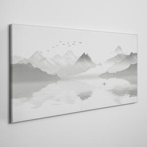 Obraz na plátně Obraz na plátně Abstrakce Jezero hory ptáků